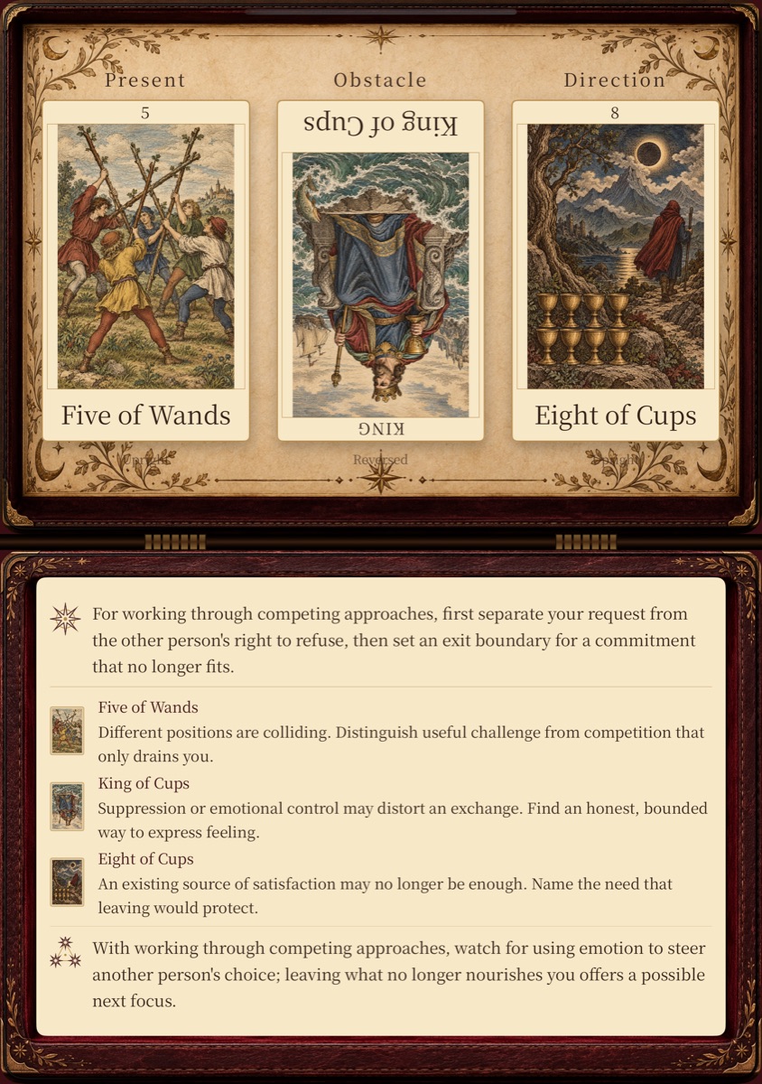 Tarot Box actual open-screen screenshot, first half
